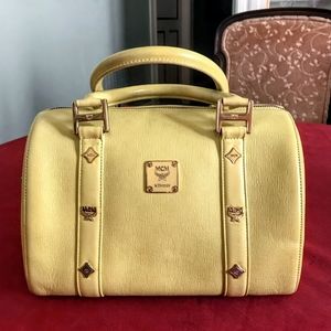 MCM Yellow Leather Boston Bag